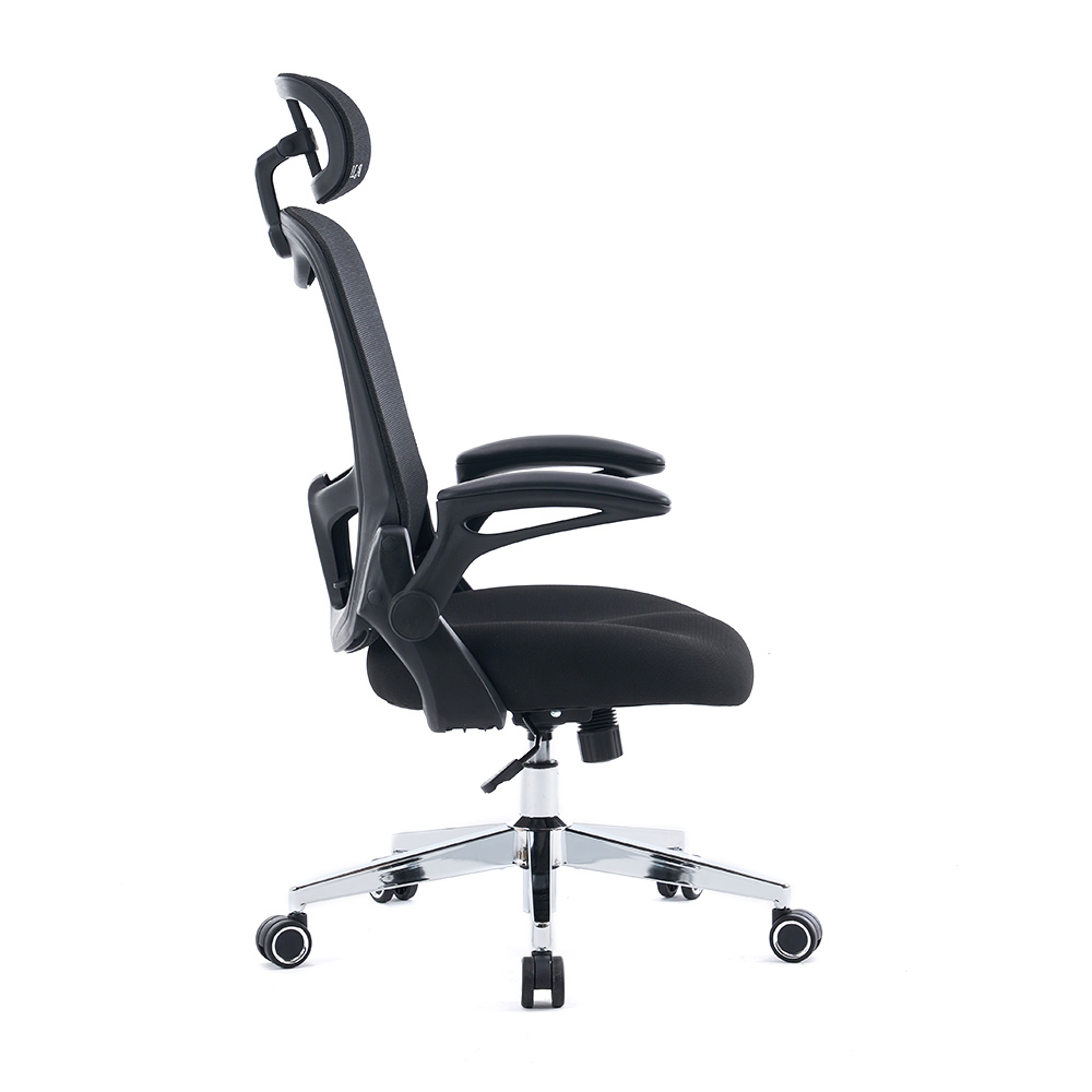 5140 Zwart/witte ergonomische mesh bureaustoel, computerstoel met hoge rugleuning