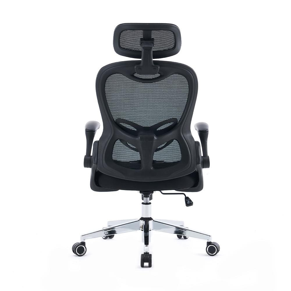5140 Zwart/witte ergonomische mesh bureaustoel, computerstoel met hoge rugleuning