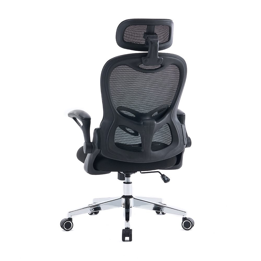 5140 Zwart/witte ergonomische mesh bureaustoel, computerstoel met hoge rugleuning